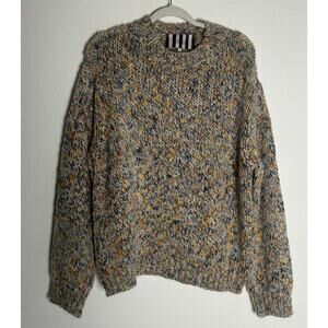 Tinsels Gold Speck Orange Yellow Blue Tight Knit Sweater Size Medium Retail $234